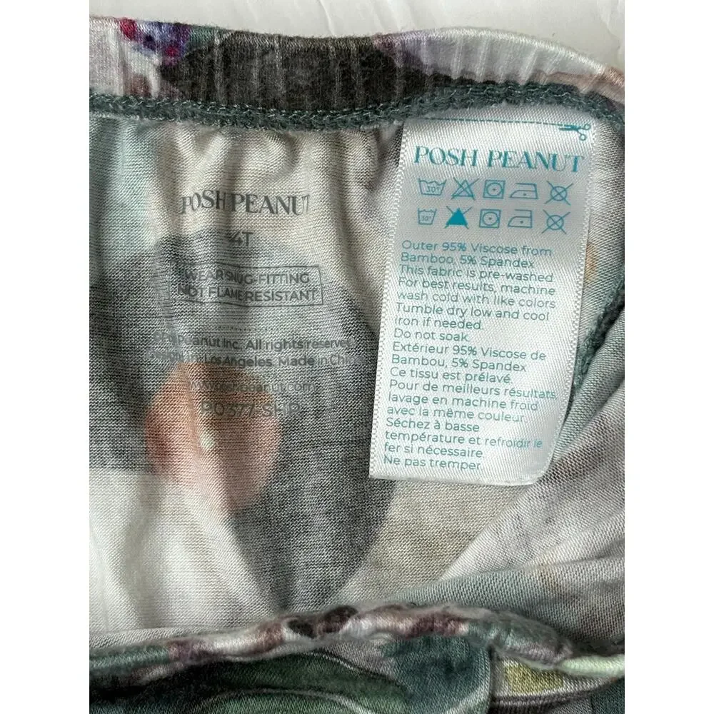 Posh Peanut Bamboo Sheldon Green‎ Skull Pajama Pant Set 4T Whimsygoth Fantasy